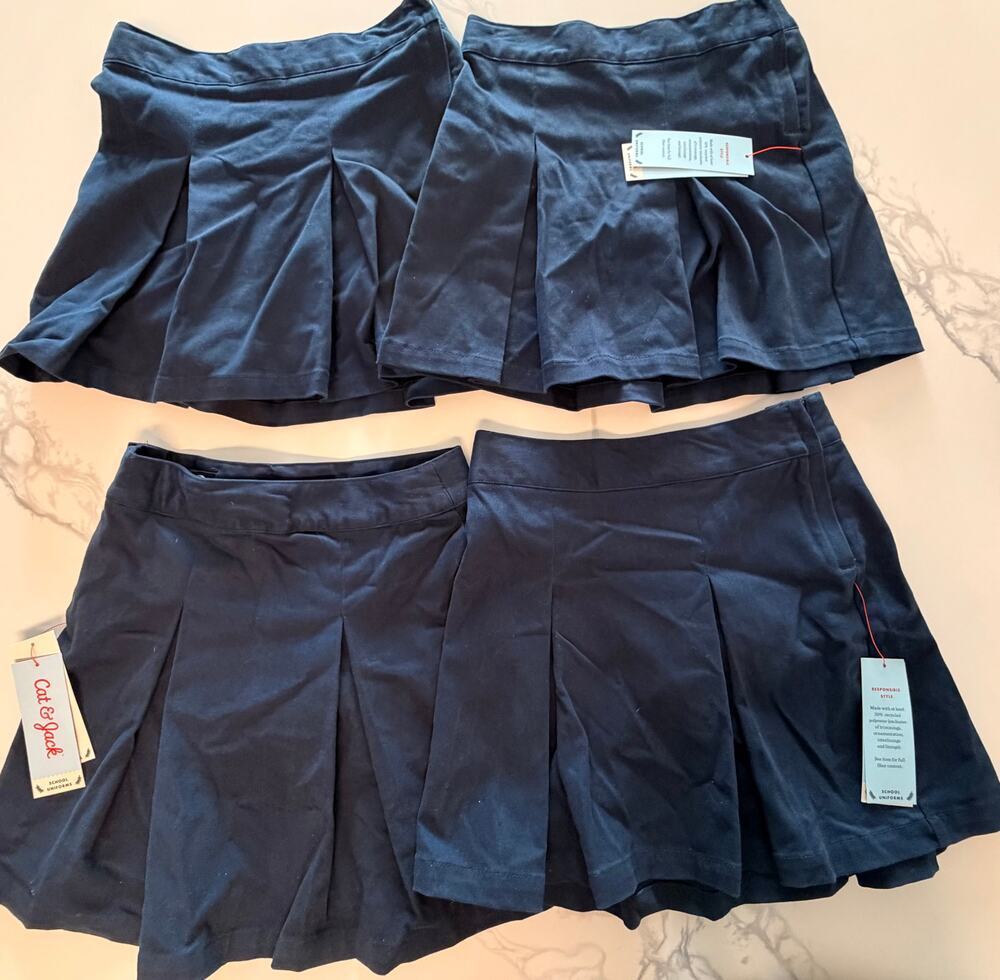 Cat & Jack Girls School Uniform Skorts Lot of 4 Navy Blue Size 6 New with Tags